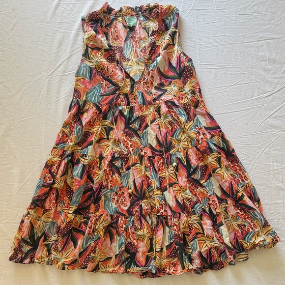 Tropical Print Ruffle Mini Dress - Picture 1 of 2